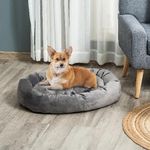 PawHut-Cuccia-per-Cani-Imbottita-con-Bordi-Rialzati-e-Cuscino-Rivestimento-in-Velluto-Sfoderabile-81.5x58x18cm---Grigio-Scuro