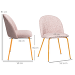 HOMCOM-Set-di-2-Sedie-da-Pranzo-in-Tessuto-effetto-Lino-con-Gambe-in-Acciaio-55.5x59x81-cm-Rosa-e-Oro