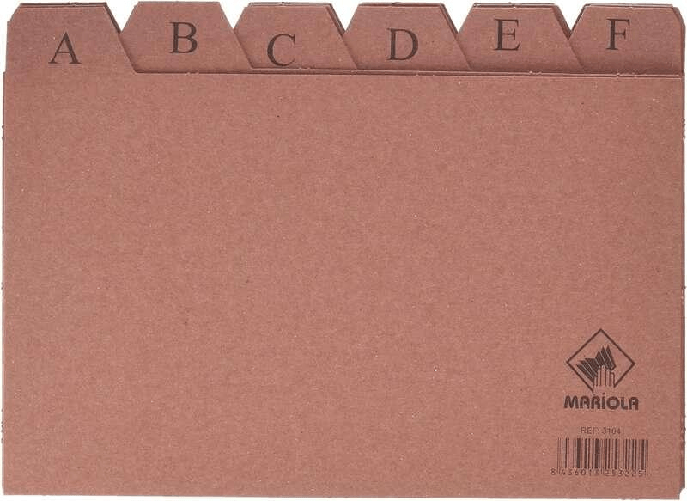 Mariola Indice A-Z N4 per cartella - Misure 200x120mm - Colore Marrone