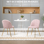 HOMCOM-Set-di-2-Sedie-da-Pranzo-in-Tessuto-effetto-Lino-con-Gambe-in-Acciaio-55.5x59x81-cm-Rosa-e-Oro