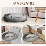 PawHut-Cuccia-per-Cani-Imbottita-con-Bordi-Rialzati-e-Cuscino-Rivestimento-in-Velluto-Sfoderabile-81.5x58x18cm---Grigio-Scuro