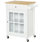 HOMCOM Carrello da Cucina Multiuso con 4 Ruote, in Legno Bianco, 67x48x86.5cm