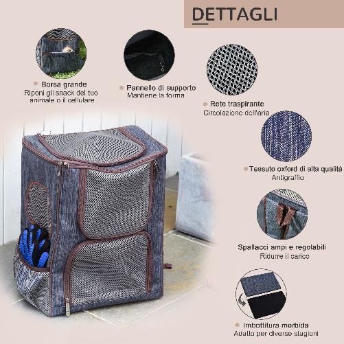 PawHut-Zaino-Trasportino-per-Cani-e-Gatti-in-Oxford-Cuscino-Rimovibile-e-Lavabile-con-Rete-Traspirante-35x28.5x45cm-Blu