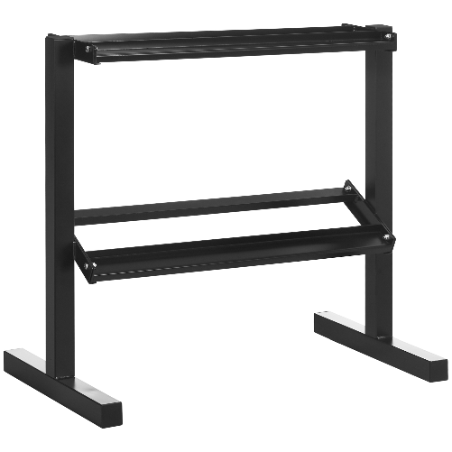 SPORTNOW-Porta-Pesi-con-2-Ripiani-in-Acciaio-per-Palestra-Casa-e-Ufficio-92.5x50.5x80.5cm-Nero