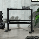 SPORTNOW-Porta-Pesi-con-2-Ripiani-in-Acciaio-per-Palestra-Casa-e-Ufficio-92.5x50.5x80.5cm-Nero