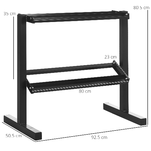 SPORTNOW-Porta-Pesi-con-2-Ripiani-in-Acciaio-per-Palestra-Casa-e-Ufficio-92.5x50.5x80.5cm-Nero