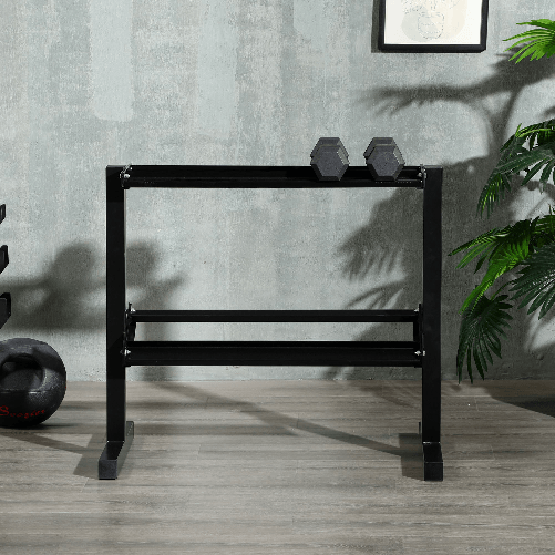 SPORTNOW-Porta-Pesi-con-2-Ripiani-in-Acciaio-per-Palestra-Casa-e-Ufficio-92.5x50.5x80.5cm-Nero