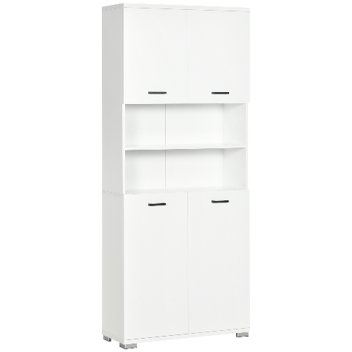 kleankin-Mobile-Bagno-in-Truciolato-Bianco-con-2-Armadietti-con-Ante-e-2-Ripiani-Aperti-80x33.5x190-cm