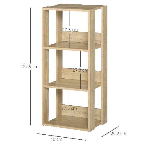 HOMCOM-Libreria-Scaffale-in-Legno-con-3-Ripiani-Design-Antiribaltamento-40x29.2x87.9cm