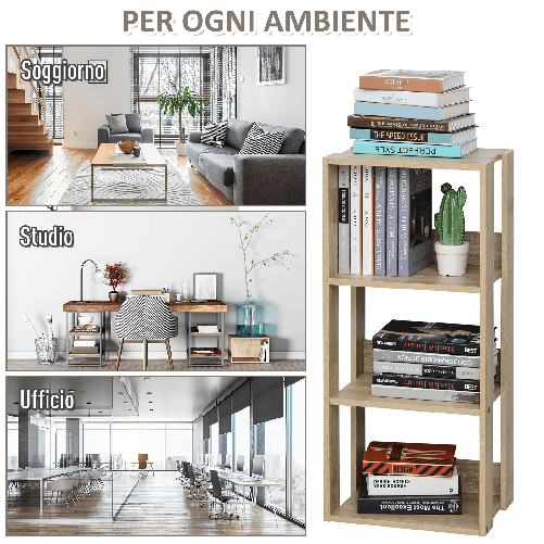 HOMCOM-Libreria-Scaffale-in-Legno-con-3-Ripiani-Design-Antiribaltamento-40x29.2x87.9cm