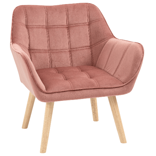 HOMCOM-Poltroncina-Stile-Nordico-in-Legno-ed-Effetto-Velluto-Rosa-per-Soggiorno-o-Ufficio-68.5x61x72.5-cm