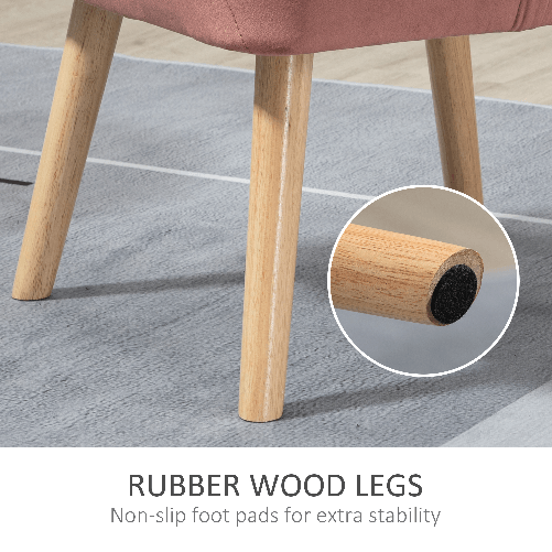 HOMCOM-Poltroncina-Stile-Nordico-in-Legno-ed-Effetto-Velluto-Rosa-per-Soggiorno-o-Ufficio-68.5x61x72.5-cm