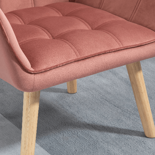 HOMCOM-Poltroncina-Stile-Nordico-in-Legno-ed-Effetto-Velluto-Rosa-per-Soggiorno-o-Ufficio-68.5x61x72.5-cm