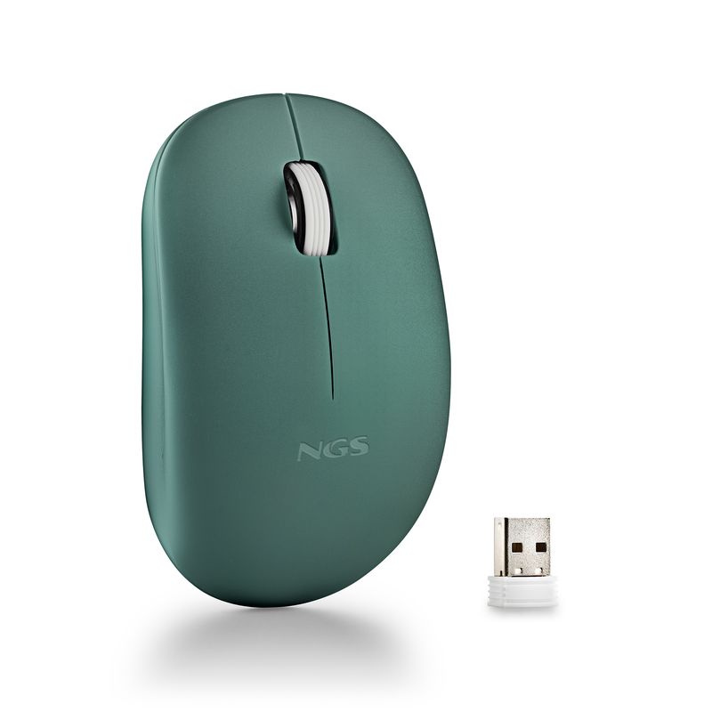 Ngs-Mouse-Wireless-2.4-GhzCon-Rotella-Silenzioso-Usb-Nano-Verde