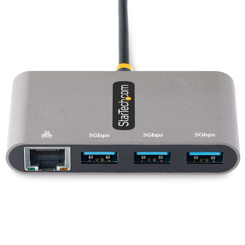 StarTech.com-Hub-USB-C-con-Ethernet-a-3-porte---Adattatore-USB-Type-C-con-3x-USB-A-e-1X-Ethernet-Gigabit---Splitter-USB-C-Alimentato-da-Bus--USB-3.0-5Gbps---Hub-Portatile-USB-C-USB-A---Cavo-Integrato-da-30cm---GbE