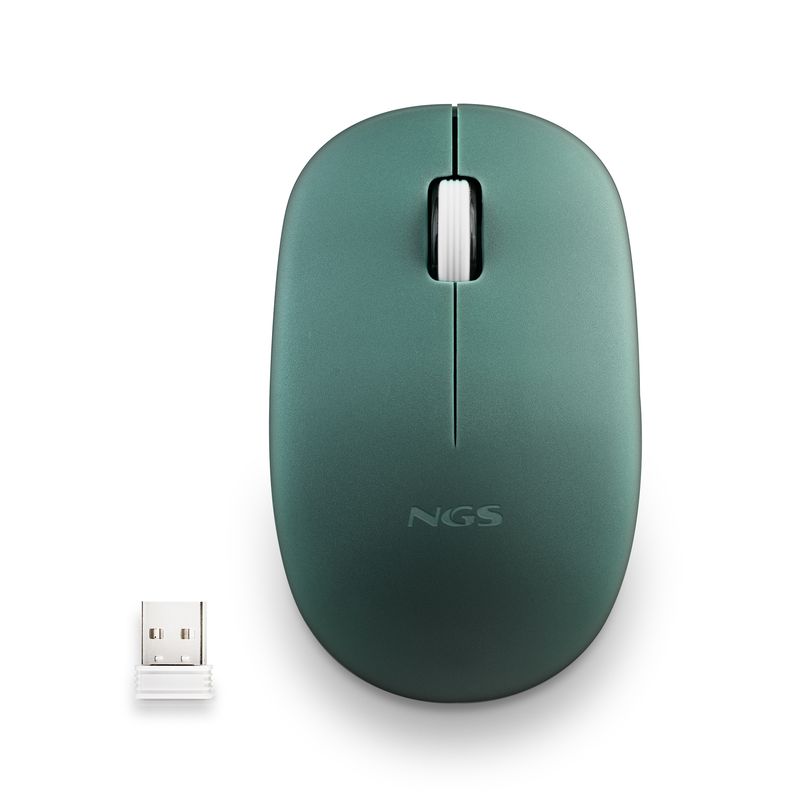 Ngs-Mouse-Wireless-2.4-GhzCon-Rotella-Silenzioso-Usb-Nano-Verde