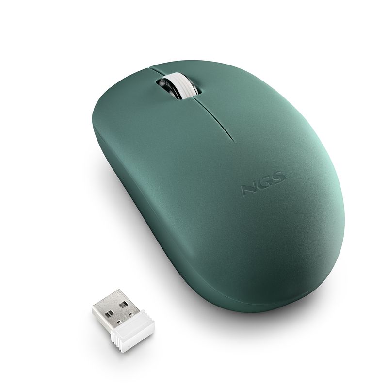 Ngs-Mouse-Wireless-2.4-GhzCon-Rotella-Silenzioso-Usb-Nano-Verde