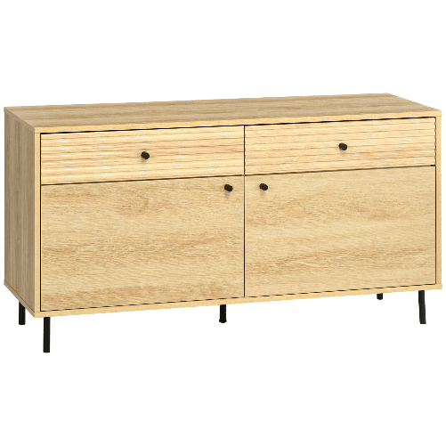 HOMCOM-Mobiletto-Basso-in-Truciolato-e-Acciaio-da-Cucina-e-Soggiorno-con-2-Cassetti-e-Armadietto-120x39.5x64-cm