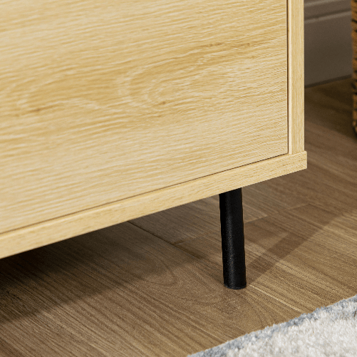 HOMCOM-Mobiletto-Basso-in-Truciolato-e-Acciaio-da-Cucina-e-Soggiorno-con-2-Cassetti-e-Armadietto-120x39.5x64-cm