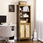 HOMCOM-Mobile-Libreria-Stile-Boho-in-Legno-con-3-Ripiani-e-Armadietto-a-2-Ante-60x34.5x162-cm