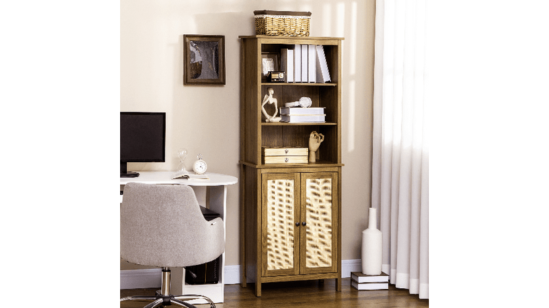 HOMCOM Mobile Libreria Stile Boho in Legno con 3 Ripiani e