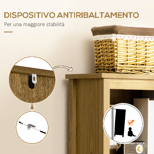 HOMCOM-Mobile-Libreria-Stile-Boho-in-Legno-con-3-Ripiani-e-Armadietto-a-2-Ante-60x34.5x162-cm