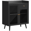 HOMCOM-Armadietto-Due-Ante-con-Ripiano-Regolabile-e-Spazi-Aperti-in-MDF-e-Legno-80x40x94.3-cm-Nero