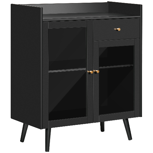 HOMCOM-Armadietto-Due-Ante-con-Ripiano-Regolabile-e-Spazi-Aperti-in-MDF-e-Legno-80x40x94.3-cm-Nero