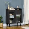 HOMCOM-Armadietto-Due-Ante-con-Ripiano-Regolabile-e-Spazi-Aperti-in-MDF-e-Legno-80x40x94.3-cm-Nero