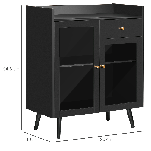 HOMCOM-Armadietto-Due-Ante-con-Ripiano-Regolabile-e-Spazi-Aperti-in-MDF-e-Legno-80x40x94.3-cm-Nero