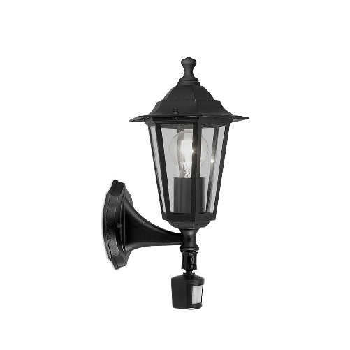 Applique-Contemporanea-Da-Esterno-Laterna-4-1-Luce-Alluminio-Fuso-Nero-Sensore