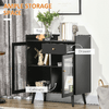 HOMCOM-Armadietto-Due-Ante-con-Ripiano-Regolabile-e-Spazi-Aperti-in-MDF-e-Legno-80x40x94.3-cm-Nero