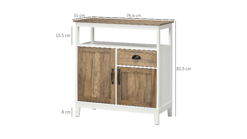 HOMCOM Mobile Cucina Stile Rustico con Armadietti e Cassetto, 76.6x 35x  81.5cm, Bianco e Marrone - PagineGialle Shop