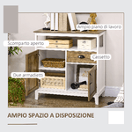 HOMCOM-Mobile-Cucina-Stile-Rustico-con-Armadietti-e-Cassetto-76.6x-35x-81.5cm-Bianco-e-Marrone