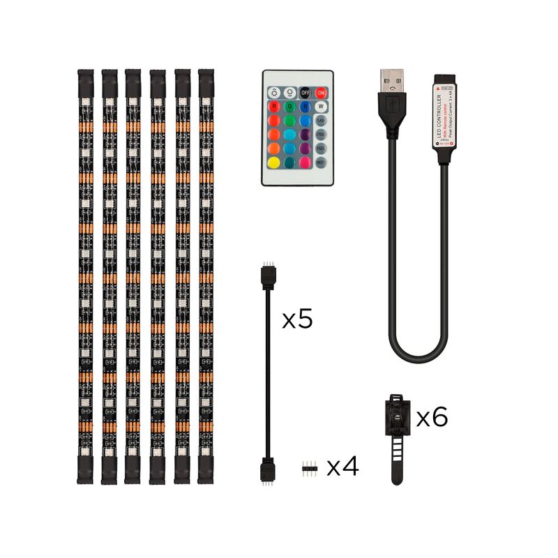 Ksix-6-strisce-LED-RGB-per-TV-da-53-cm---16-colori-RGB---4-modalita-dinamiche---Telecomando