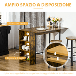 HOMCOM-Bancone-Bar-Pieghevole-Stile-Industriale-con-Scaffale-a-3-Ripiani-120x76x91.4cm