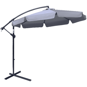 Outsunny Ombrellone da Giardino 2.7x2.7 m a Braccio in Metallo con Tettuccio in Poliestere Regolabile e Apertura a Manovella, Grigio