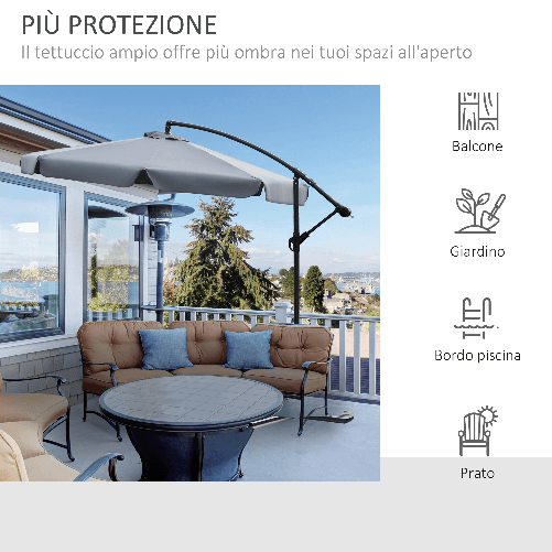Outsunny-Ombrellone-da-Giardino-2.7x2.7-m-a-Braccio-in-Metallo-con-Tettuccio-in-Poliestere-Regolabile-e-Apertura-a-Manovella-Grigio