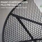 Outsunny-Tavolo-da-Giardino-Rotondo-in-Metallo-con-Piano-d-Appoggio-a-Rete-Φ91x71.5cm-Nero