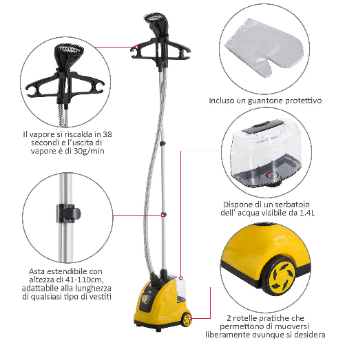 HOMCOM-Stiratrice-a-Vapore-Verticale-Domestica-Professionale-1.4L-Potenza-1950W