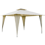 Outsunny Gazebo da Giardino 3.5x3.5m in Metallo e Poliestere Beige con Doppio Tettuccio