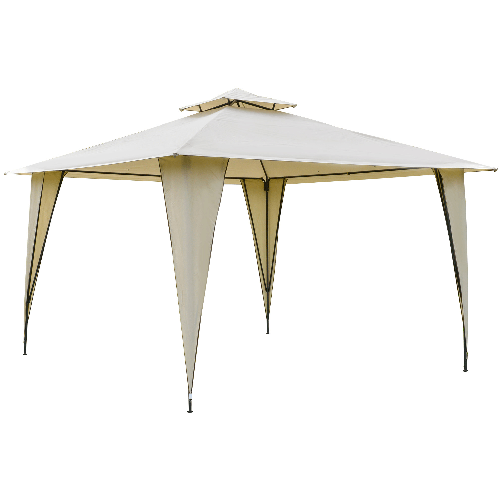 Outsunny-Gazebo-da-Giardino-3.5x3.5m-in-Metallo-e-Poliestere-Beige-con-Doppio-Tettuccio