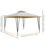 Outsunny-Gazebo-da-Giardino-3.5x3.5m-in-Metallo-e-Poliestere-Beige-con-Doppio-Tettuccio