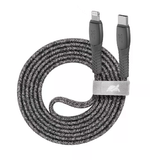 Cavo-Ricarica-Piatto-In-Nylon-Resistente-Type-C---Lightning--12M-Grigio