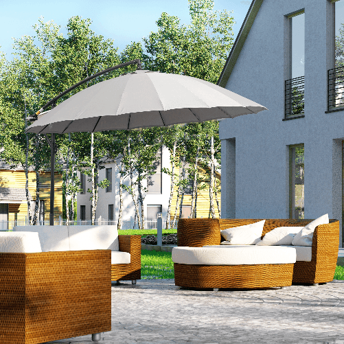 Outsunny-Ombrellone-Decentrato-da-Giardino-3x2.6-m-a-18-Stecche-con-Base-a-Croce-Grigio
