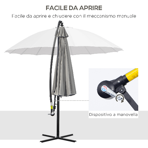 Outsunny-Ombrellone-Decentrato-da-Giardino-3x2.6-m-a-18-Stecche-con-Base-a-Croce-Grigio