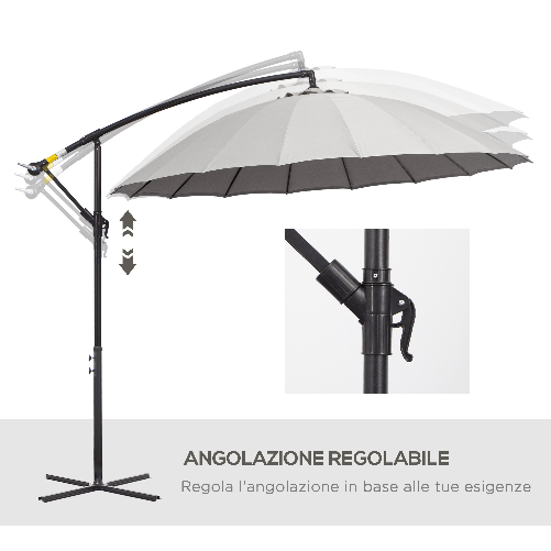 Outsunny-Ombrellone-Decentrato-da-Giardino-3x2.6-m-a-18-Stecche-con-Base-a-Croce-Grigio