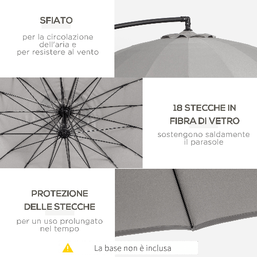 Outsunny-Ombrellone-Decentrato-da-Giardino-3x2.6-m-a-18-Stecche-con-Base-a-Croce-Grigio
