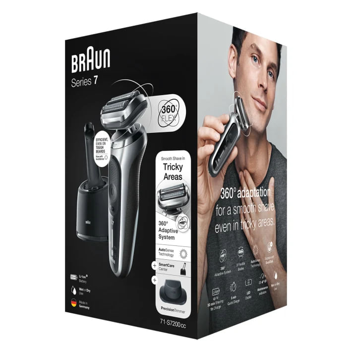 Braun-Series-7-71-S7200c-Rasoio-Trimmer-Nero-Argento