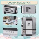 HOMCOM-Cucina-Giocattolo-per-Bambini-in-Legno-con-14-Accessori-Forno-Lavandino-Frigo-e-Microonde-Eta-3--Anni-86x64x84.5cm-Argento-e-Marrone